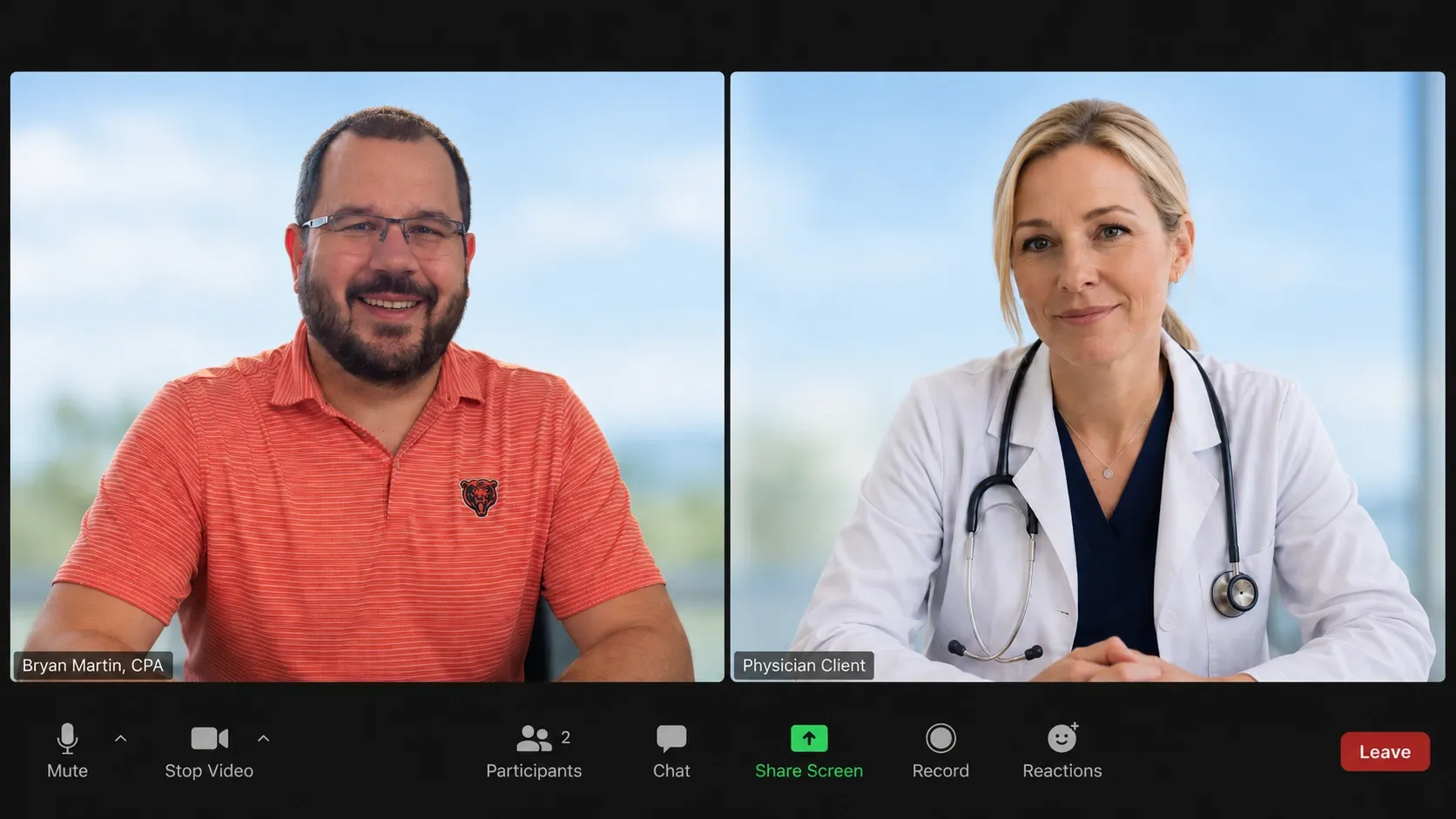 Bryan Martin, CPA in a video meeting with a physician client